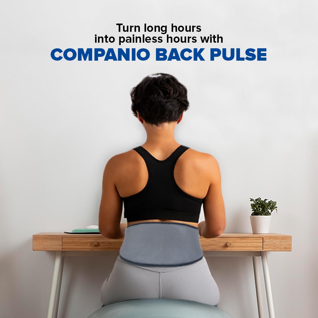 COMPANIO TENS Back Pulse Back Massager Machine Belt for Lower Back Pain Relief, Targets Deep Tissue,Pain due to Sciatica & Arthritis , Muscle Strains & Spinal Recovery , Reduces Discomfort, Enhances Stability & Aids in Injury Recovery | Orthopaedic LS Belt | - Image 2