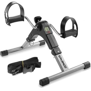 SPARNOD FITNESS SMB-100 Mini Cycle Pedal Exerciser with Fixing Strap, Adjustable Resistance and Digital Display - Suitable for Light Exercise of Legs, Arms, and Physiotherapy at Home