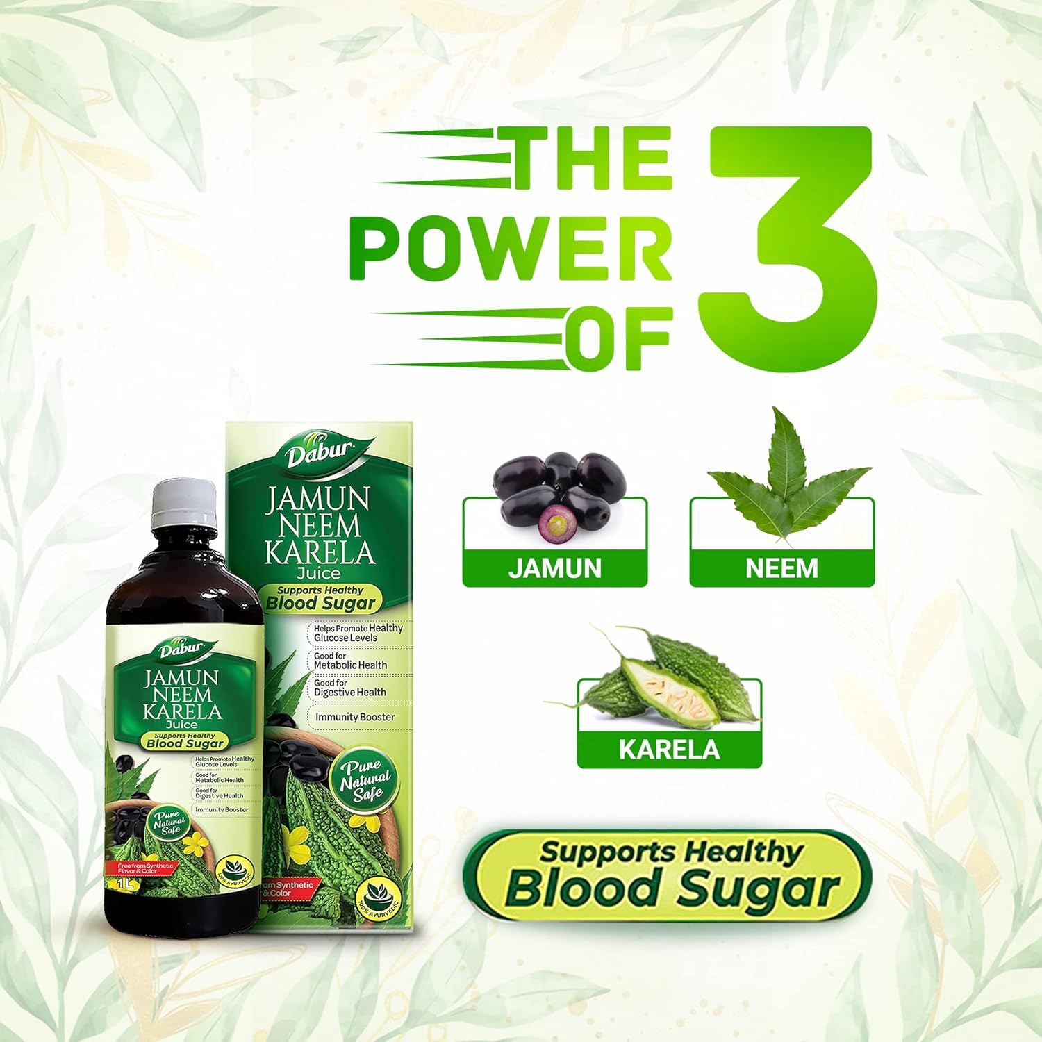 Dabur Jamun Neem Karela Juice - 1L | Helps Control Blood Sugar Level & Reduces Bad Cholesterol | Good for Metabolic & Digestive Health | Ayurvedic Health Juice For Diabetic Care - Image 2