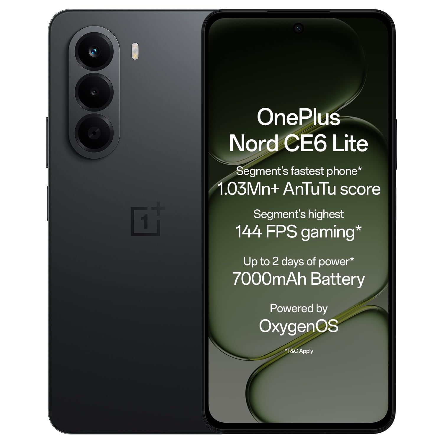 OnePlus Nord CE6 Lite | 8GB+128GB | Hyper Black | Segment's Fastest Dimensity 7400 Apex Processor | 7000mAh Battery | Segment's Highest 144Hz Refresh Rate | 50MP Main Camera, 4K Video Recording